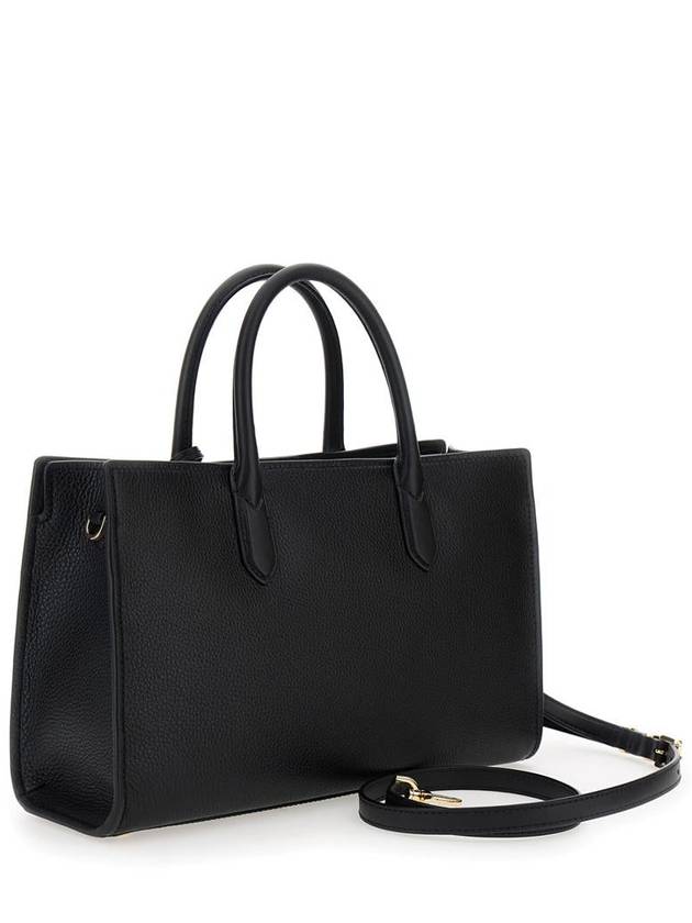 'Scarlett' Black Handbag With Logo Lettering On The Front And Hanging Key Fob In Grained Leather Woman - MICHAEL KORS - BALAAN 3