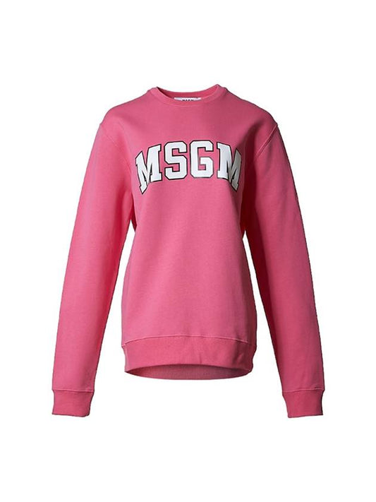 Logo Print Crew Neck Cotton Sweatshirt Pink - MSGM - BALAAN 1