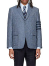 Donegal Tweed 4 Bar Single Breasted Blazer Jacket Light Blue - THOM BROWNE - BALAAN 3