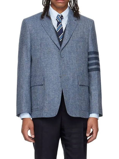 Donegal Tweed 4 Bar Single Breasted Blazer Jacket Light Blue - THOM BROWNE - BALAAN 2