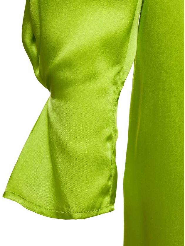 Lime Green Zoie Minidress V Neck Satin Effect In Silk Blend Woman - SEMI COUTURE - BALAAN 3