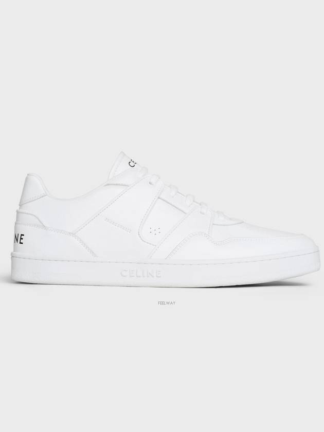 Men's Lace Up Calfskin Low-Top Sneakers Optic White - CELINE - BALAAN 5