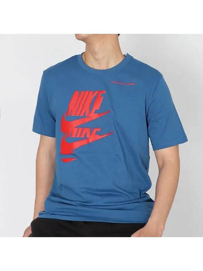 Sportswear Essentials Logo Classic Fit Short Sleeve T-Shirt Blue - NIKE - BALAAN 2