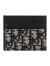 Oblique Jacquard Grained Leather Card Wallet Black - DIOR - BALAAN 1