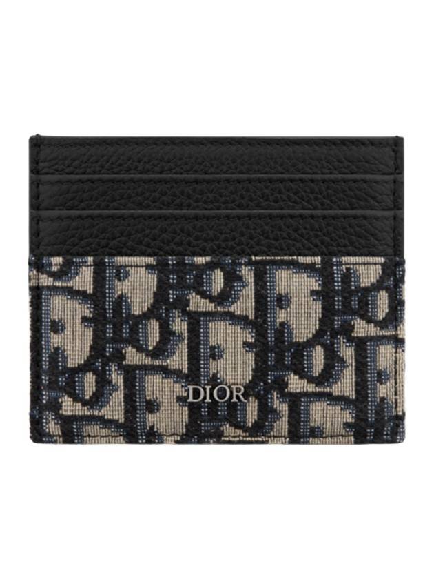 Oblique Jacquard Grained Leather Card Wallet Black - DIOR - BALAAN 1