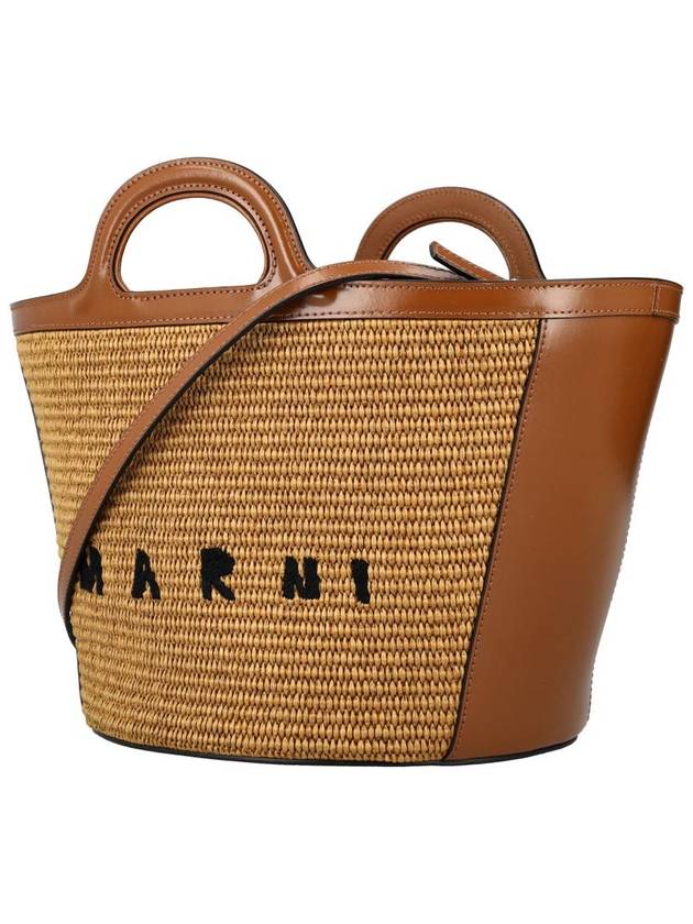 Leather Raffia Tropicalia Tote Bag Rosiena - MARNI - BALAAN 4