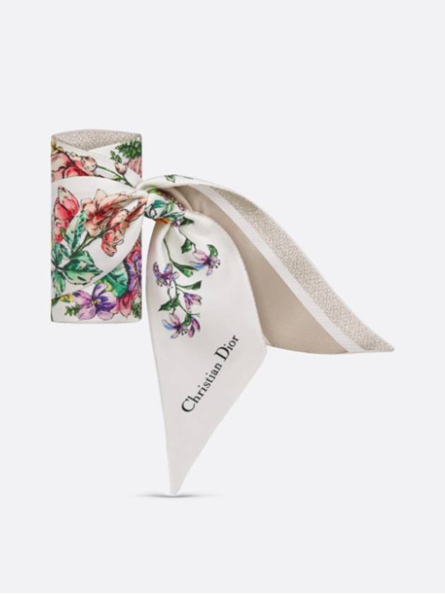 D Floral Mitzah Silk Twill Muffler White - DIOR - BALAAN.