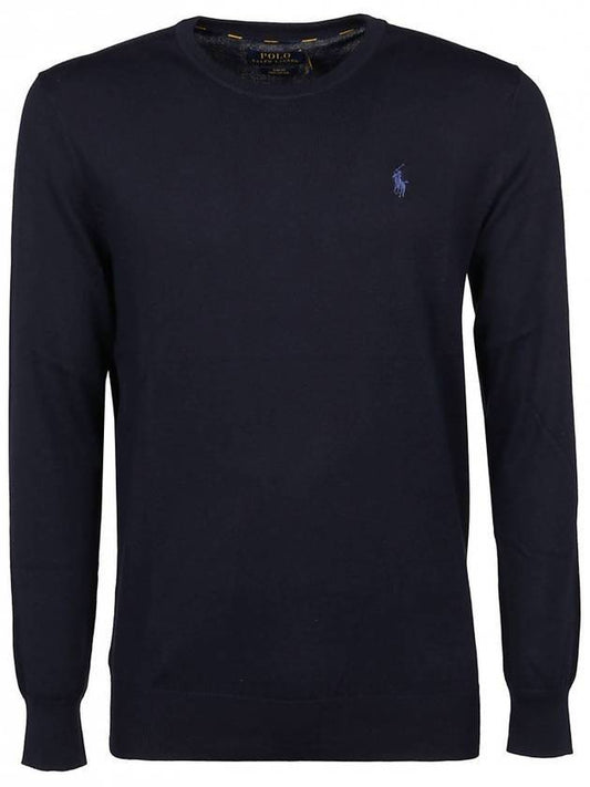 Pony Embroidery Cotton Knit Top Navy - POLO RALPH LAUREN - BALAAN.