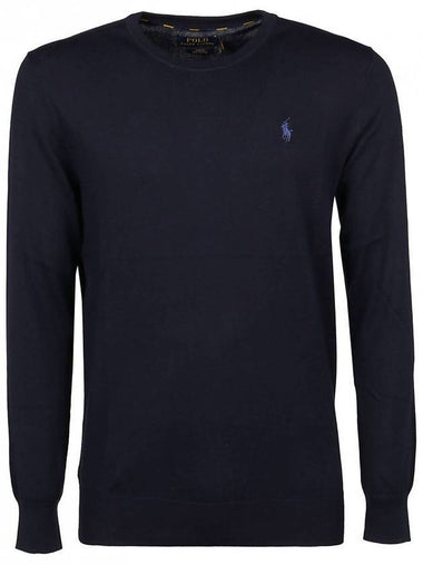 Embroidered Logo Crew Neck Knit Top Navy - POLO RALPH LAUREN - BALAAN 1