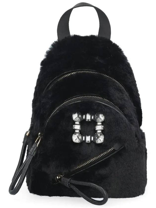 shearling backpack black - ROGER VIVIER - BALAAN.