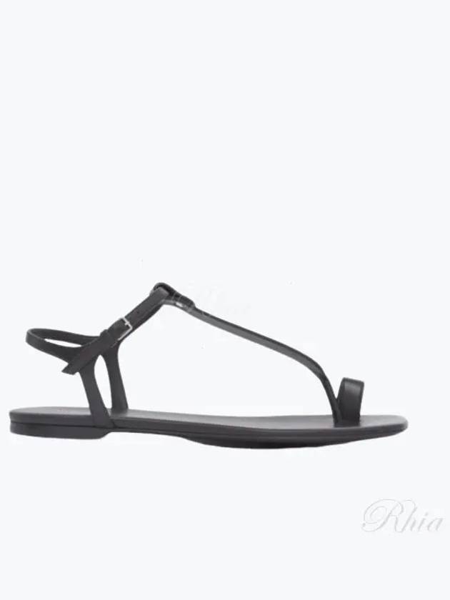 Women's Toe Ring Detail Leather Sandals Black - BURBERRY - BALAAN 2