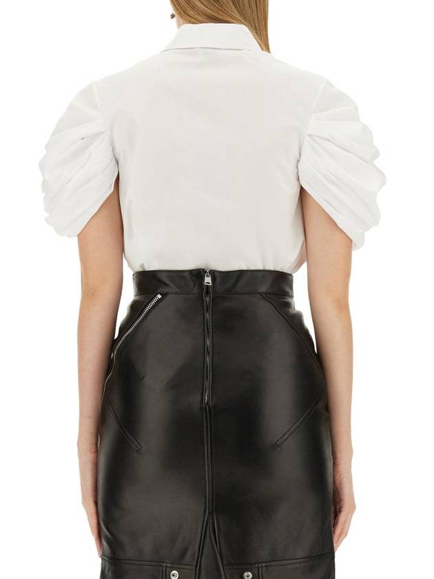 Ruffled Short Sleeve Shirt White - ALEXANDER MCQUEEN - BALAAN 4