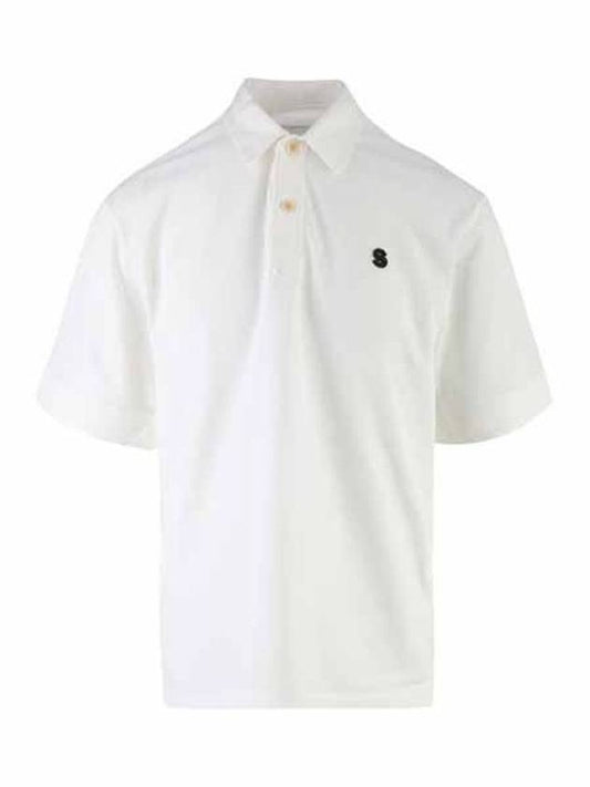 Logo Plaque Cotton Polo Shirt White - SACAI - BALAAN 1