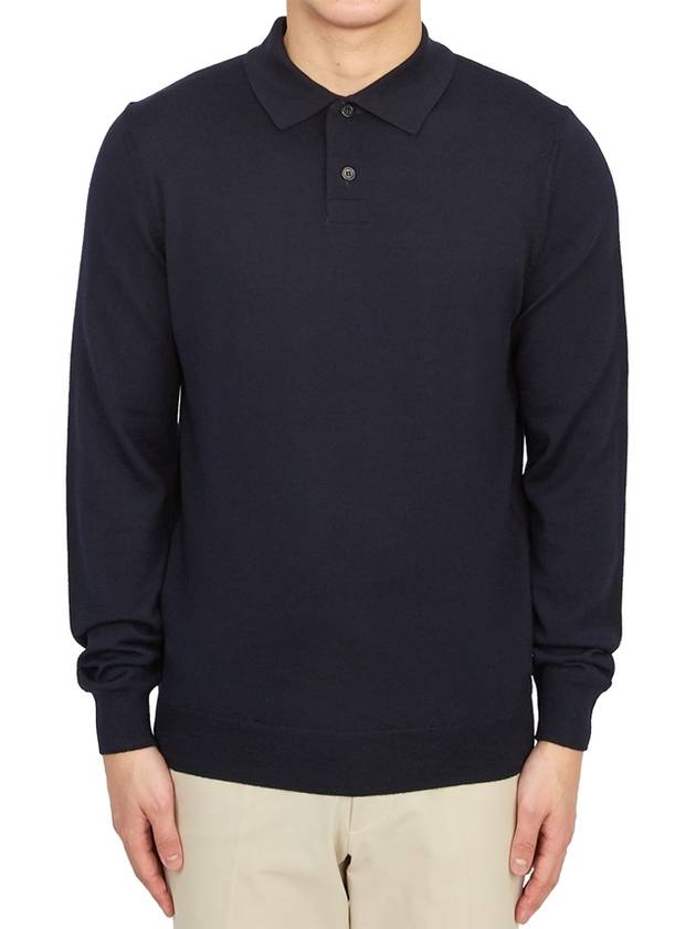 Men's Jerry Wool Long Sleeve Polo Shirt Navy - A.P.C. - BALAAN 2