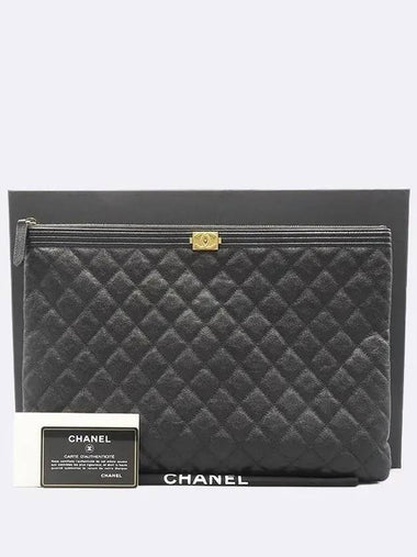 A84407 Black Color Caviar Skin Gold Metal Boy Large Clutch - CHANEL - BALAAN 1