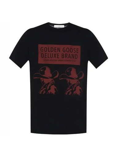 Logo Graphic Print Short Sleeve T-Shirt Black - GOLDEN GOOSE - BALAAN 1