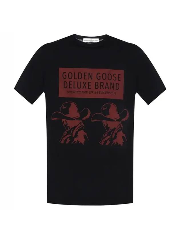 Logo Graphic Print Short Sleeve T-Shirt Black - GOLDEN GOOSE - BALAAN 1