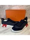 Mesh Bouncing Suede Goatskin Low Top Sneakers Navy - HERMES - BALAAN 3