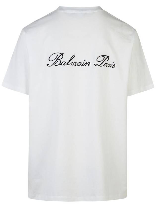 Balmain 'Signature' White Cotton T-Shirt - BALMAIN - BALAAN 3