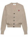 Heart Logo Wool Cardigan Brown - AMI - BALAAN 2