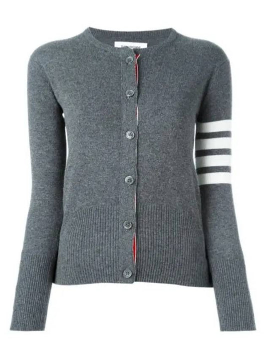 Cashmere Crew Neck Cardigan Medium Grey - THOM BROWNE - BALAAN 2