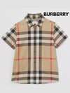 Check Junior Short Sleeve Shirt Brown - BURBERRY - BALAAN 3