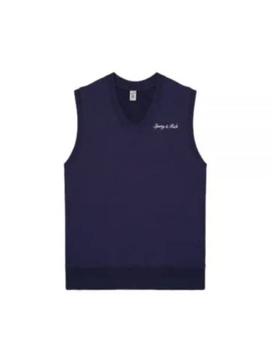 Syracuse V Neck Vest NavyWhite VNAW2316NA - SPORTY & RICH - BALAAN 1