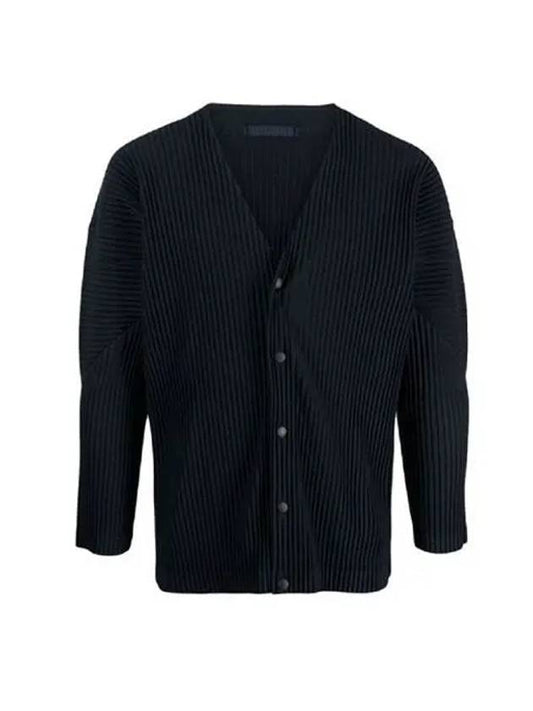 Pleated Button Cardigan Navy - ISSEY MIYAKE - BALAAN 1