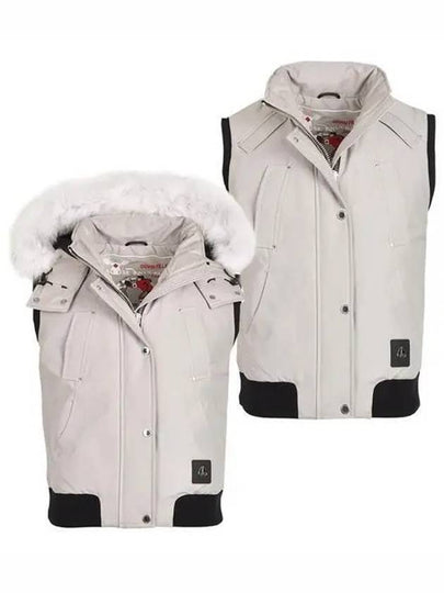 Lexington Logo Patch Cotton Hooded Padded Vest Grey - MOOSE KNUCKLES - BALAAN 2