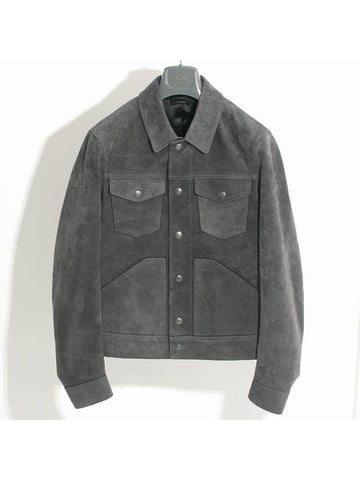 Trucker Suede Jacket Grey - TOM FORD - BALAAN 1