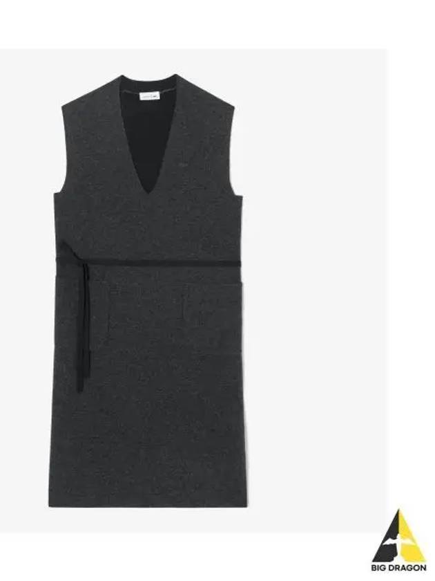 Women s V neck sleeveless dress charcoal gray - LACOSTE - BALAAN 1