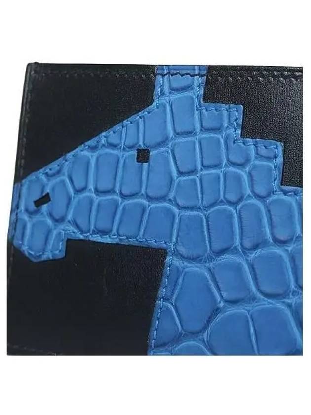 H085120CAAH Black Blue Alligator Leather 4CC Card Wallet - HERMES - BALAAN 4