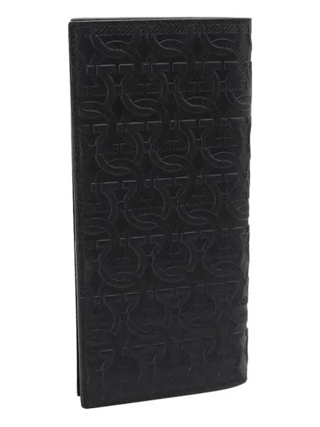 Gancini Monogram Long Wallet Black - SALVATORE FERRAGAMO - BALAAN 3