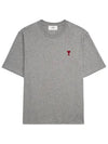 Small Heart Logo Boxy Fit Short Sleeve T-Shirt Grey - AMI - BALAAN 4