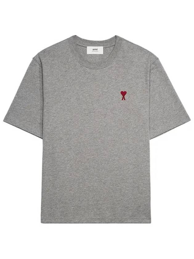 Small Heart Logo Boxy Fit Short Sleeve T-Shirt Grey - AMI - BALAAN 4