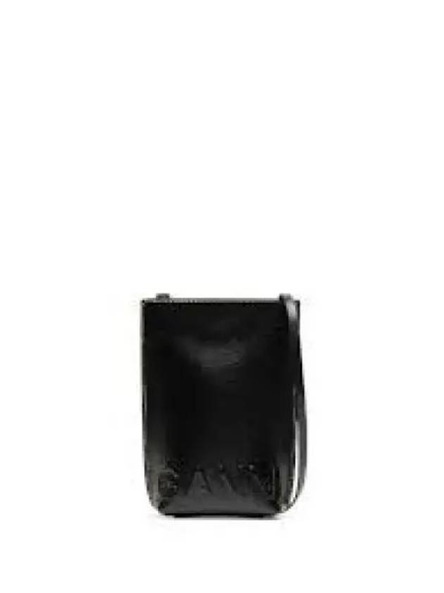 Banner Logo Small Leather Cross Bag Black - GANNI - BALAAN 2