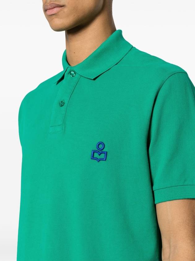 Afko Logo Cotton Polo Shirt Green - ISABEL MARANT - BALAAN 6