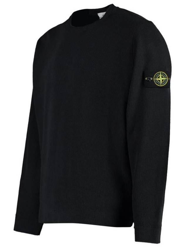 Men's Wappen Patch Crewneck Knit Sweatshirt Black - STONE ISLAND - BALAAN 4