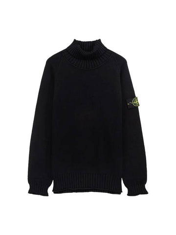 Logo Wappen Patch Cotton Turtleneck Black - STONE ISLAND - BALAAN 1