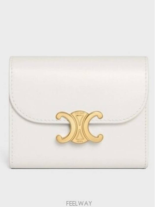 Shiny Triomphe Small Calfskin Half Wallet White - CELINE - BALAAN 2