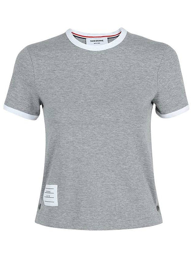 Asymmetric Hem Short Sleeve T-Shirt Grey - THOM BROWNE - BALAAN 1