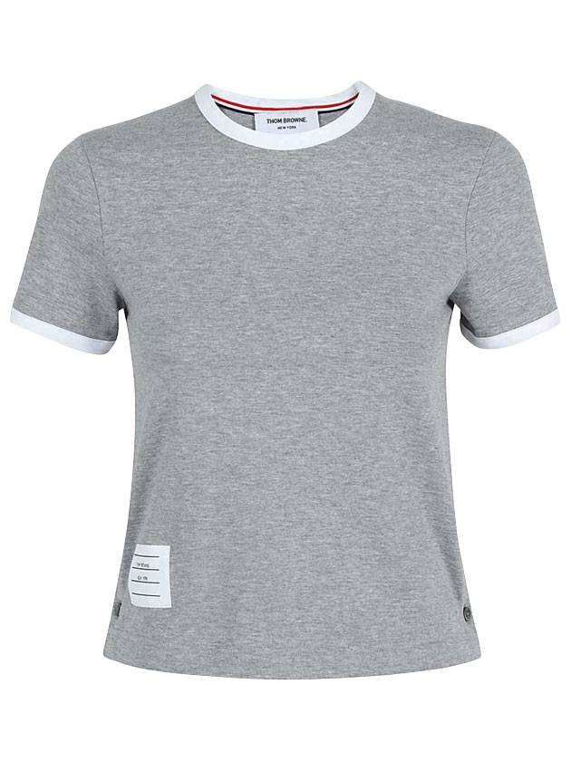 Asymmetric Hem Short Sleeve T-Shirt Grey - THOM BROWNE - BALAAN 1