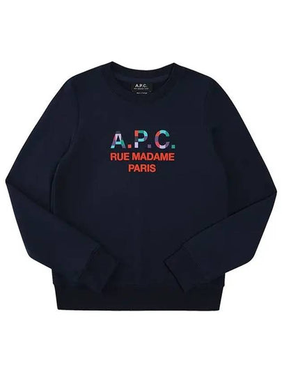 Women's Color Block Logo Sweat Sweatshirt Navy - A.P.C. - BALAAN 2