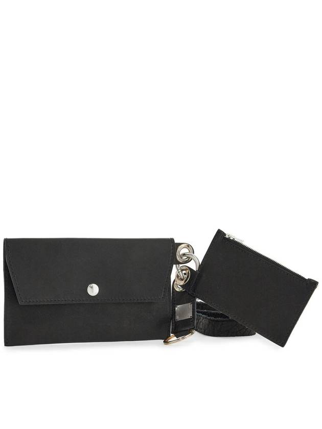 black kangaroo leather card and phone holder with shoulder strap - GUIDI - BALAAN 1