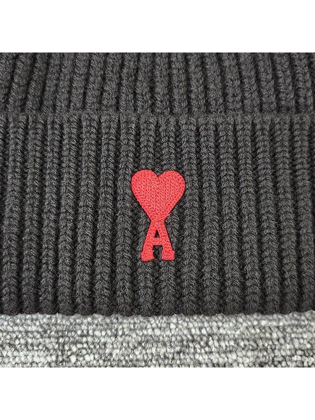 Heart Logo Wool Beanie Black - AMI - BALAAN 6