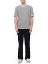 Men's Contrast Trim Short Sleeve T-Shirt  Light Grey - THOM BROWNE - BALAAN 4