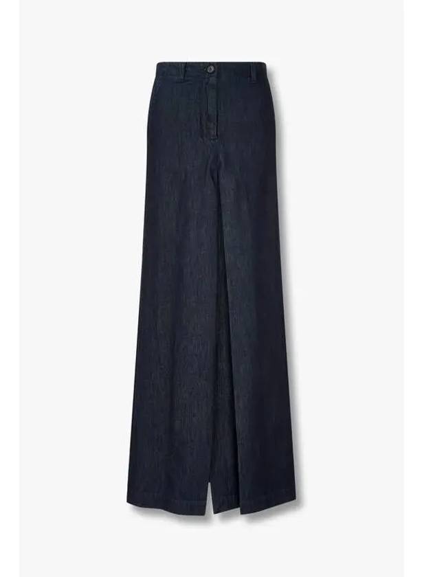 Women s Pleated Slit Denim Skirt Dark Indigo - DRIES VAN NOTEN - BALAAN 1