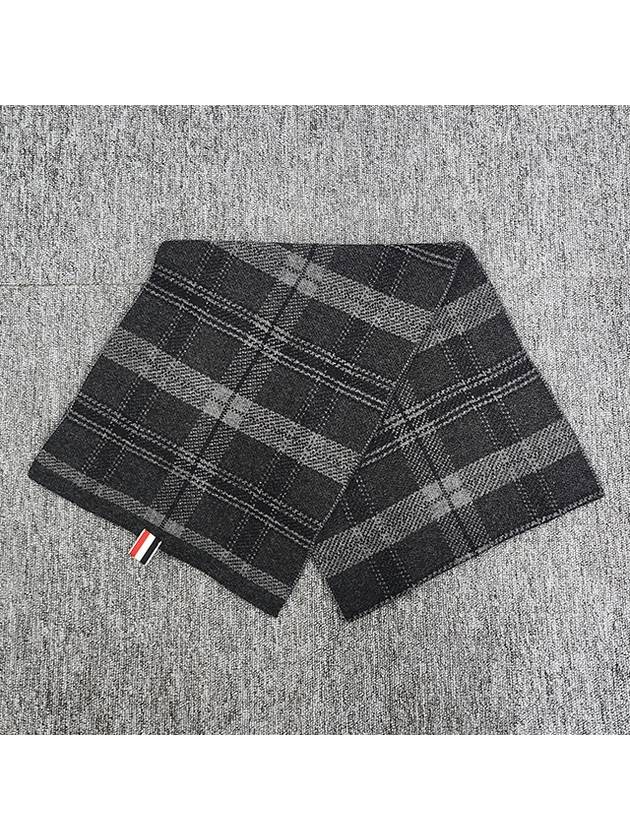 Tartan Check Scarf Dark Grey - THOM BROWNE - BALAAN 3