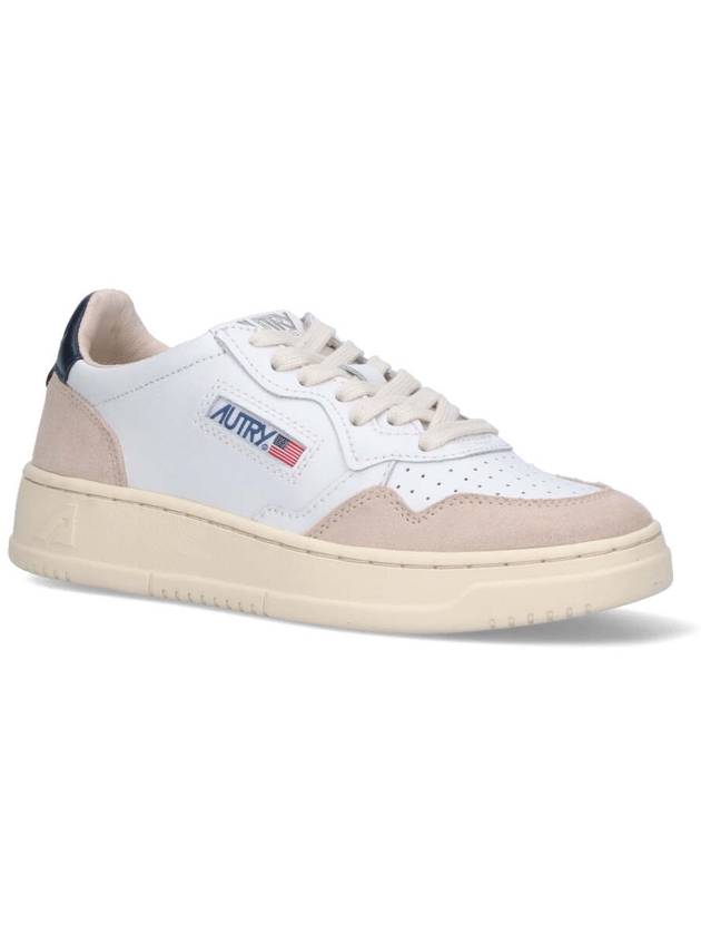 Women's Leather Suede Medalist Low Top Sneakers White Blue - AUTRY - BALAAN 3