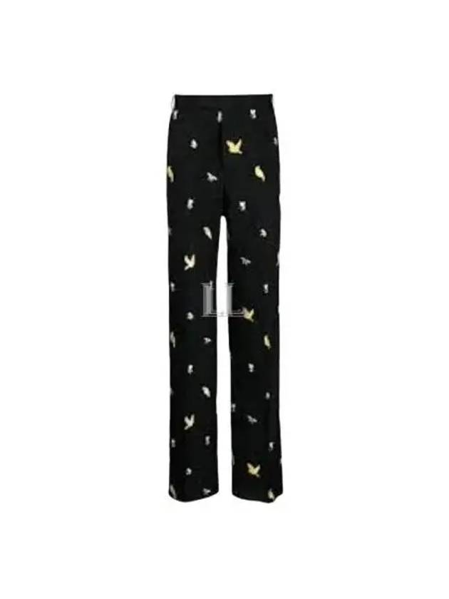 Birds And Bees Embroidered Straight Pants Black - THOM BROWNE - BALAAN 2